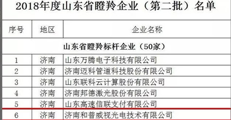 濟南和普威視成功入選山東省“瞪羚企業”